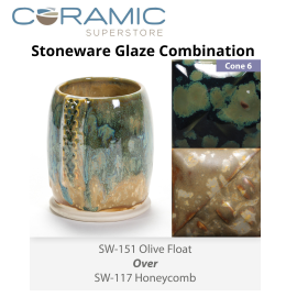 Olive Float SW-151 over Honeycomb SW-117 Stoneware Combination